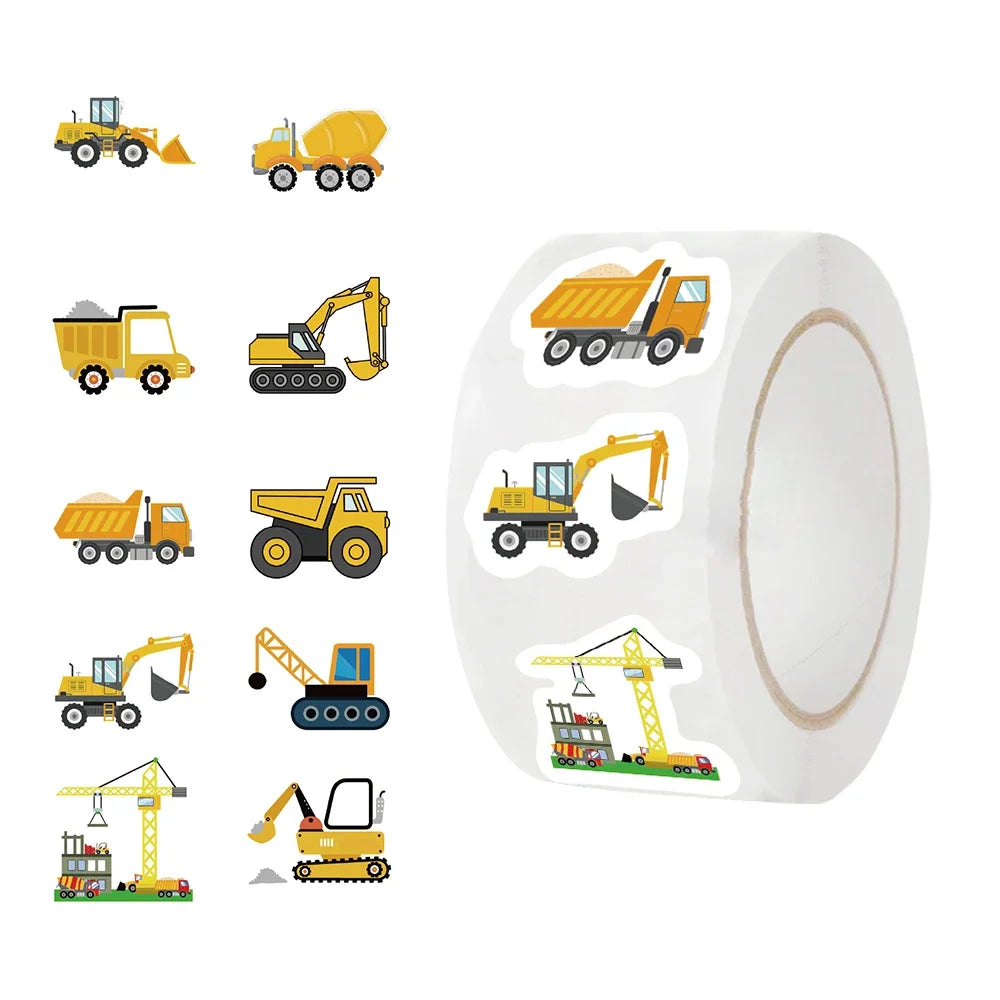 500PCs Construction Vehicle Sticker for Kids Reward Encourage Stickers Labels Phone Case Thank You Sticker Kids Toys Gifts