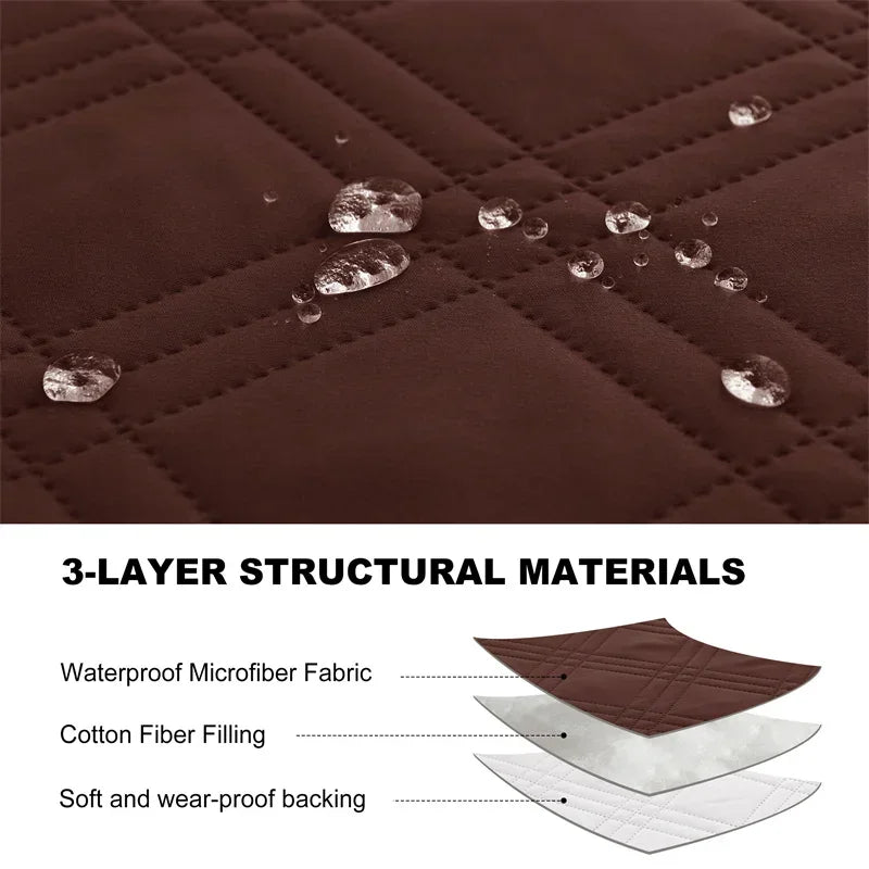 1seater Waterproof Recliner Cover Solid Color Quilted Armchair Slipcover Pet Kids Accent Couch Cushion Living Room Hotel Home