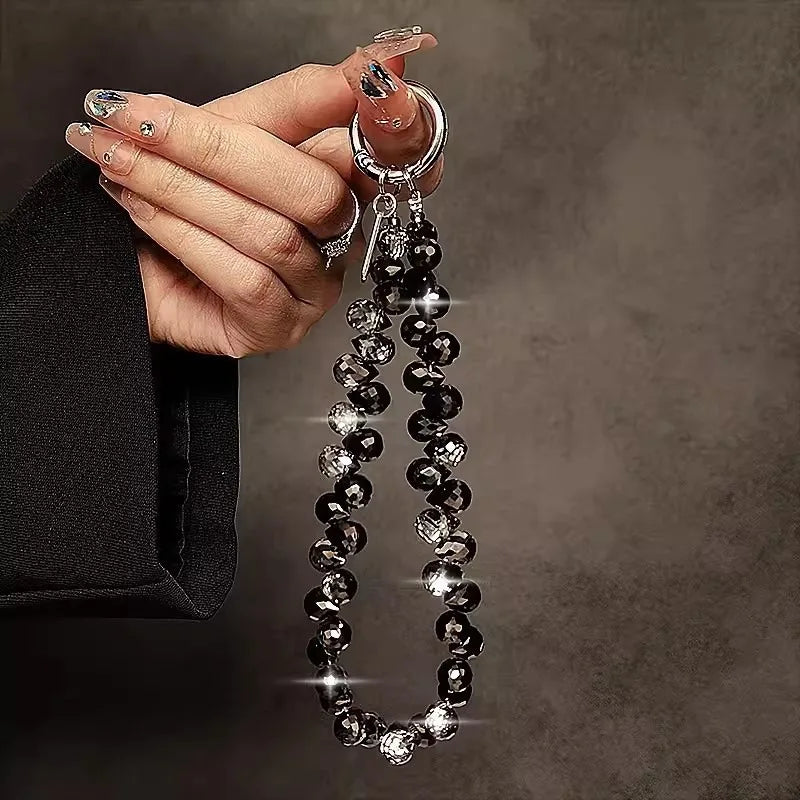 Multicolor Crystal Beads phone Lanyard Bling Hand Chain Keychain Accessory Elegant Women's Bag Pendant