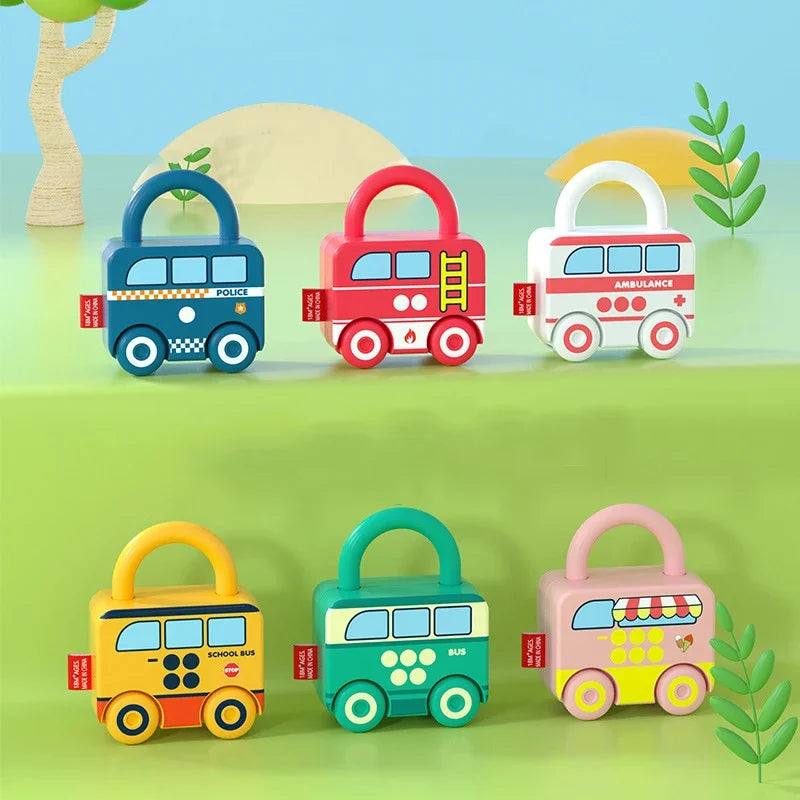 Baby Learning Lock with Key Car Games Montessori Educational Toy Number Matching Lock Toys Sensory Toys For Kids 1 2 3 Years