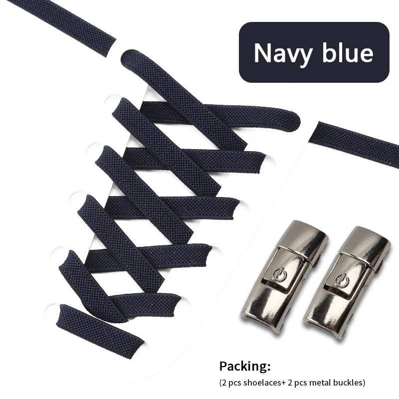 1Pair No Tie Shoe laces Press Lock Shoelaces without ties Elastic Laces Sneaker Kids Adult 8MM Widened Flat Shoelace for Shoes