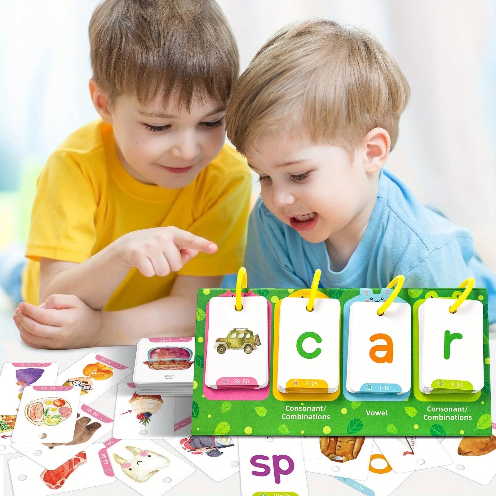 Kids CVC Words Flashcards Phonics Flip Chart Word Builder Sight Words Activity Learning Tool Speech Therapy Special Education