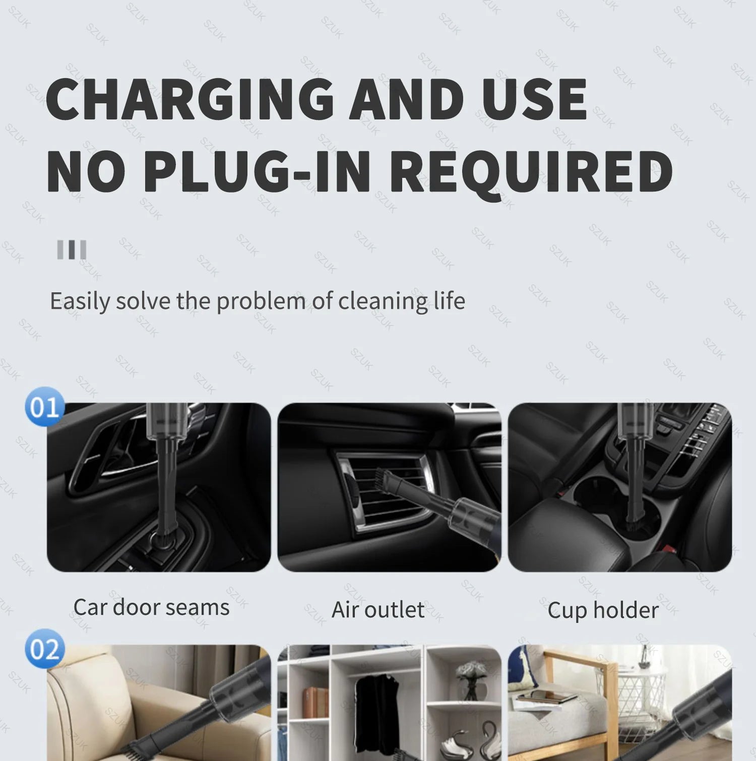 98000PA Car Vacuum Cleaner 1 Powerful Cleaning Machine Car Accessories Wireless Cleaner Appliance Home Auto Robot Strong Suction