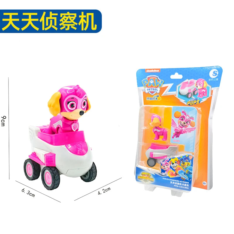 Genuine Paw Patrol Vehicle Chase Skye Marshall Pull Back Cars Playset Building Blocks Ryder Figure Children Toys Birthday Gifts
