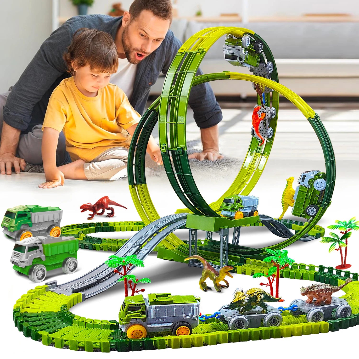 Children Electric Track Toy Car Engineering Minin Car Set Kids Puzzle Boy Toys Track Car Anti-gravity Track Train Gift for Kid