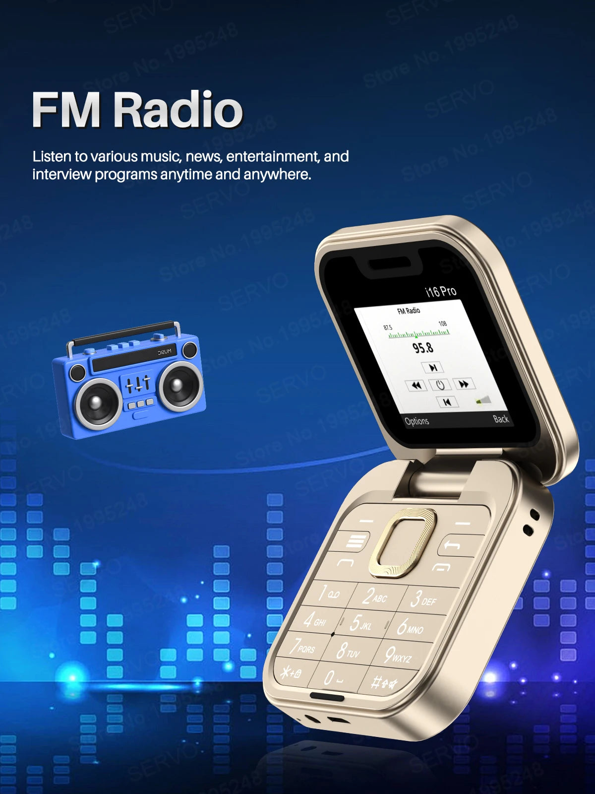 SERVO 2024 New Mini Flip Mobile Phone FM Radio Magic Voice Blacklist Speed Dial Vibration 2SIM Card Small Display Foldable Phone