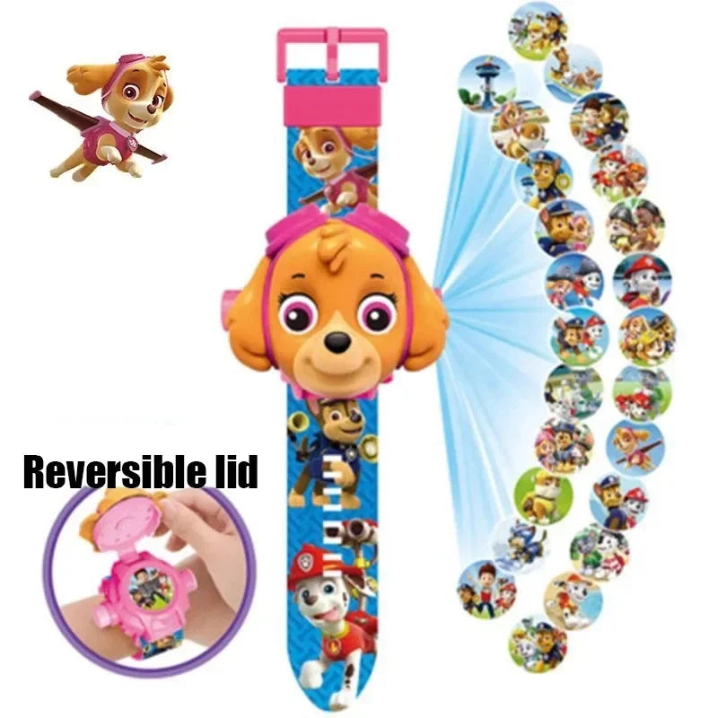 Paw Patrols 3D Projection Digital Watch Dog Marshall Rubble Skye Chase Kid Gift for Boys and Girls Anime Action Model Kids Toys