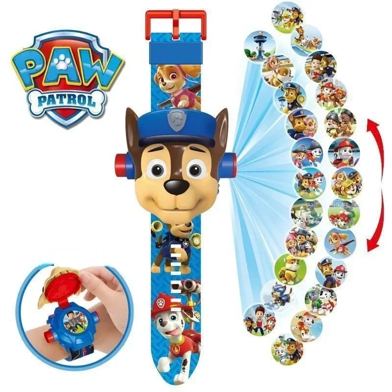 Paw Patrols 3D Projection Digital Watch Dog Marshall Rubble Skye Chase Kid Gift for Boys and Girls Anime Action Model Kids Toys