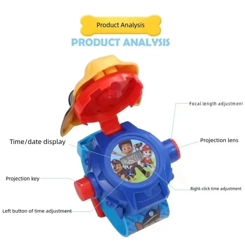 Paw Patrols 3D Projection Digital Watch Dog Marshall Rubble Skye Chase Kid Gift for Boys and Girls Anime Action Model Kids Toys