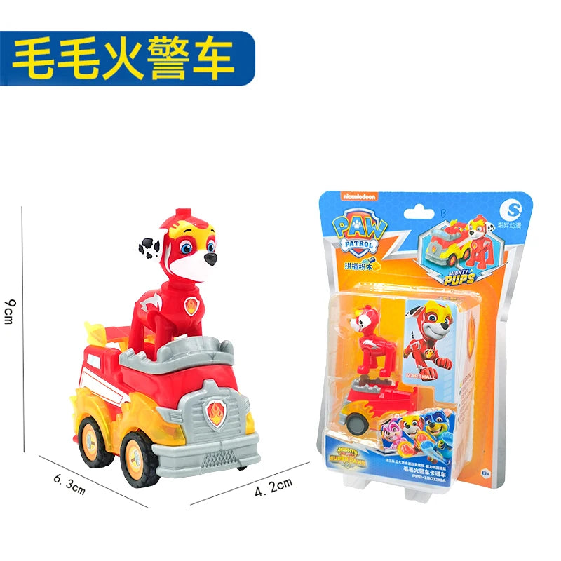 Genuine Paw Patrol Vehicle Chase Skye Marshall Pull Back Cars Playset Building Blocks Ryder Figure Children Toys Birthday Gifts