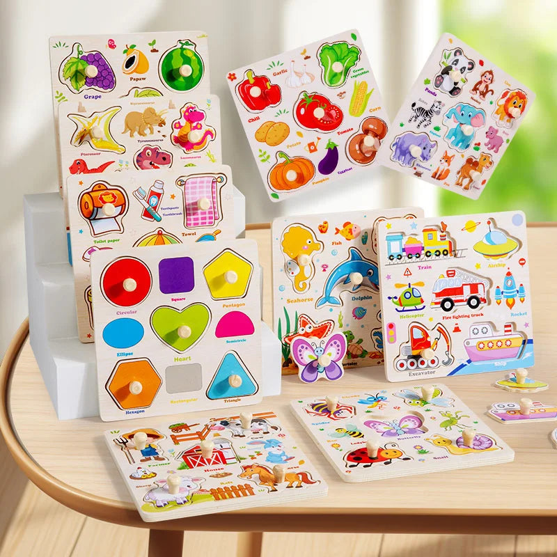 Wooden Puzzles Toys for Kids 3 Year Alphabet Numbers Children Montessori Educational Learning Toys abc Letters Preschool Gift