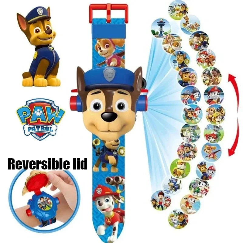 Paw Patrols 3D Projection Digital Watch Dog Marshall Rubble Skye Chase Kid Gift for Boys and Girls Anime Action Model Kids Toys