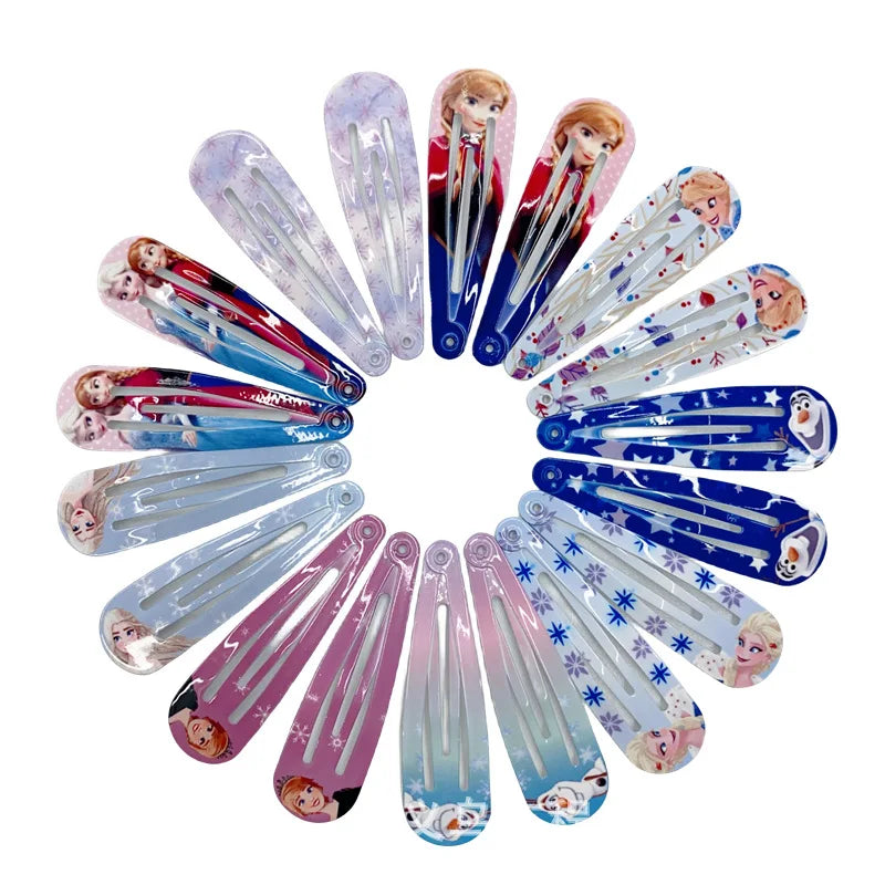 Random 10pcs Frozen Elsa Hair Clip Children's Cute Disney Accessories 4.8cm Digital Printed Hair Clip Minimalist Birthday Gift