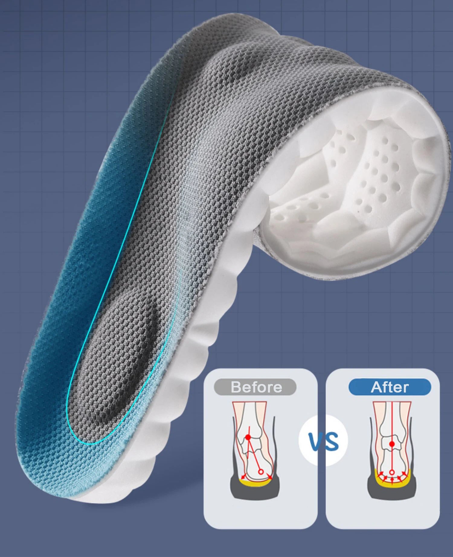Latex Sport Insoles Soft High Elasticity Shoe Pads Breathable Deodorant Shock Absorption Cushion Arch Support Insole Men Women
