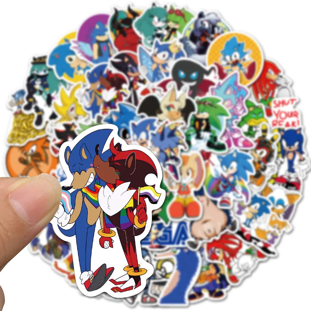 50/100Pcs Sonic Stickers Cute Cartoon Classic Toys Decoration Decals DIY Stationery Phone Case Kids Anime Sticker Toy