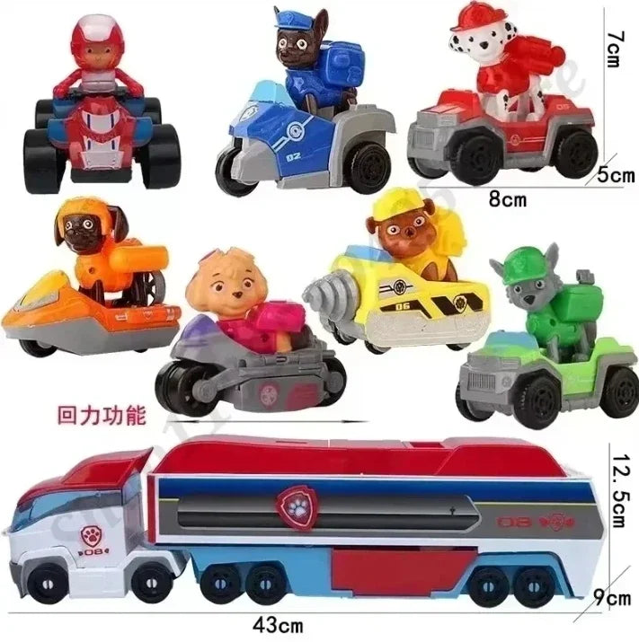 Paw Patrol Toy Set Lookout Vehicle Cute Cartoon Anime Figures Patrol Canine Chase Skye Rebound Bicycle Kids Birthday Gifts