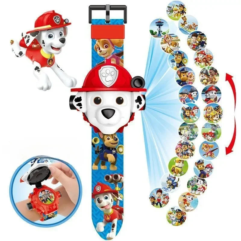 Paw Patrols 3D Projection Digital Watch Dog Marshall Rubble Skye Chase Kid Gift for Boys and Girls Anime Action Model Kids Toys