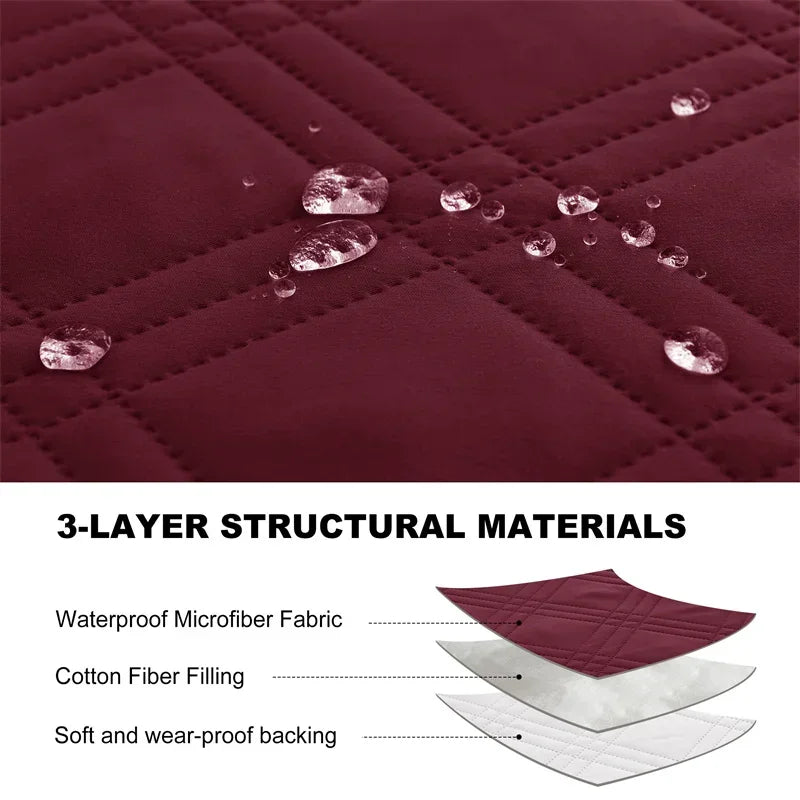 1seater Waterproof Recliner Cover Solid Color Quilted Armchair Slipcover Pet Kids Accent Couch Cushion Living Room Hotel Home