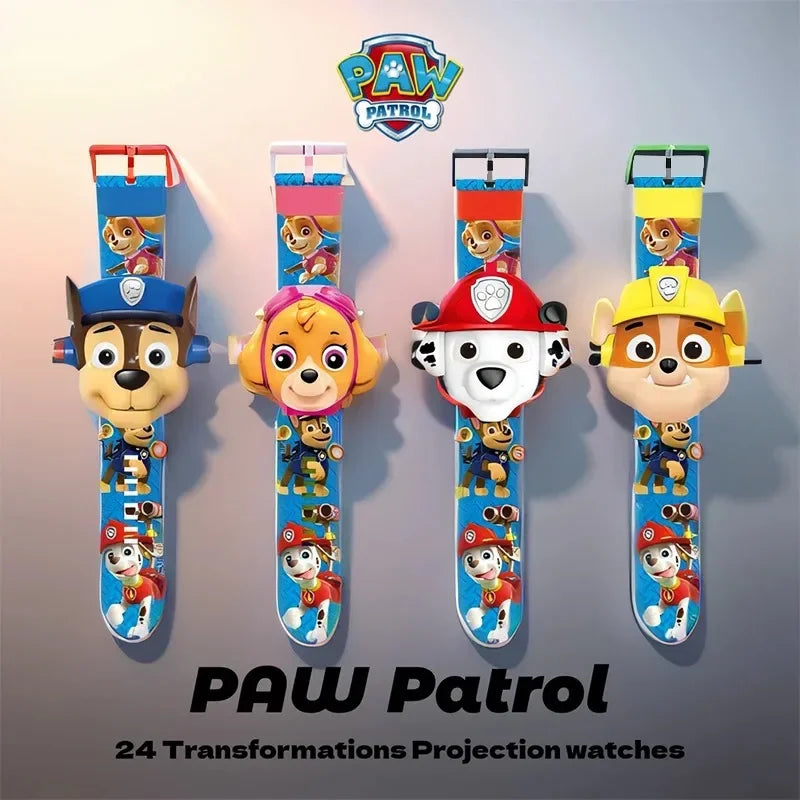 Paw Patrols 3D Projection Digital Watch Dog Marshall Rubble Skye Chase Kid Gift for Boys and Girls Anime Action Model Kids Toys