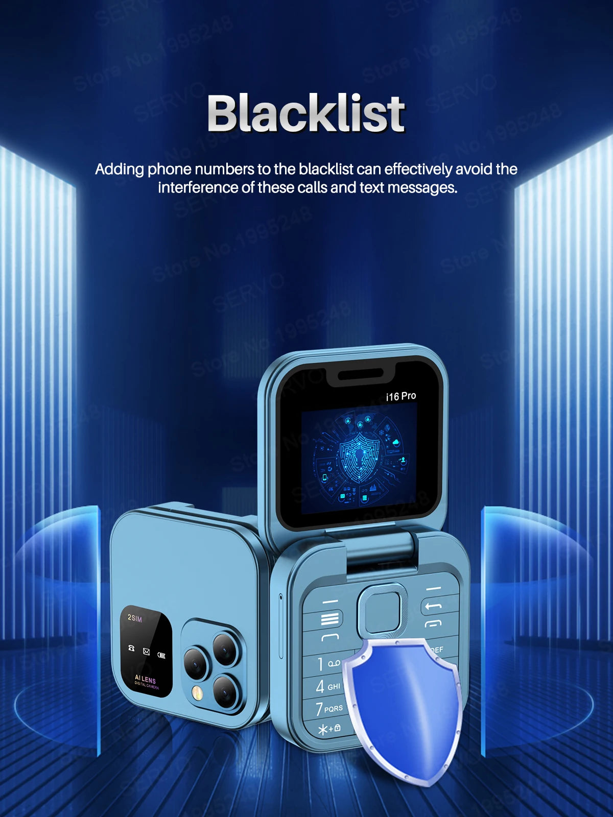 SERVO 2024 New Mini Flip Mobile Phone FM Radio Magic Voice Blacklist Speed Dial Vibration 2SIM Card Small Display Foldable Phone