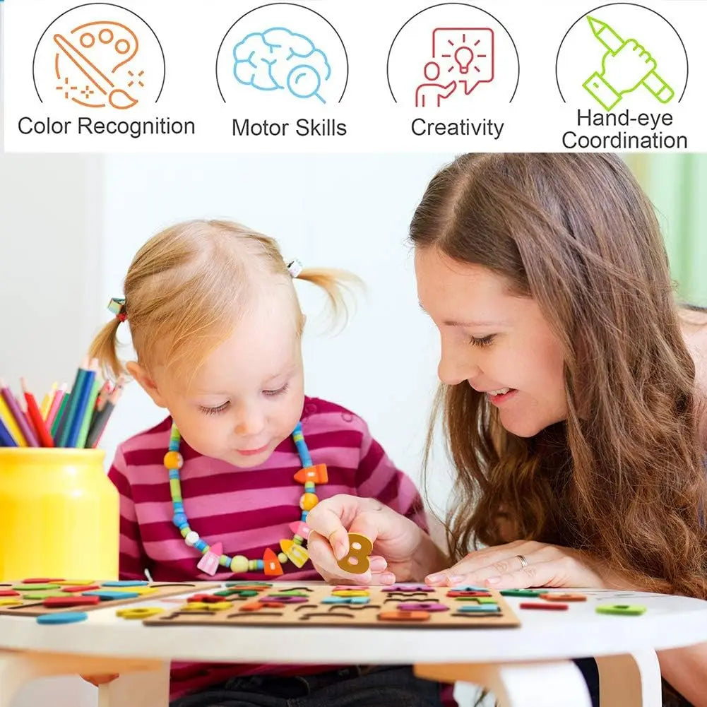 Wooden Puzzles Toys for Kids 3 Year Alphabet Numbers Children Montessori Educational Learning Toys abc Letters Preschool Gift