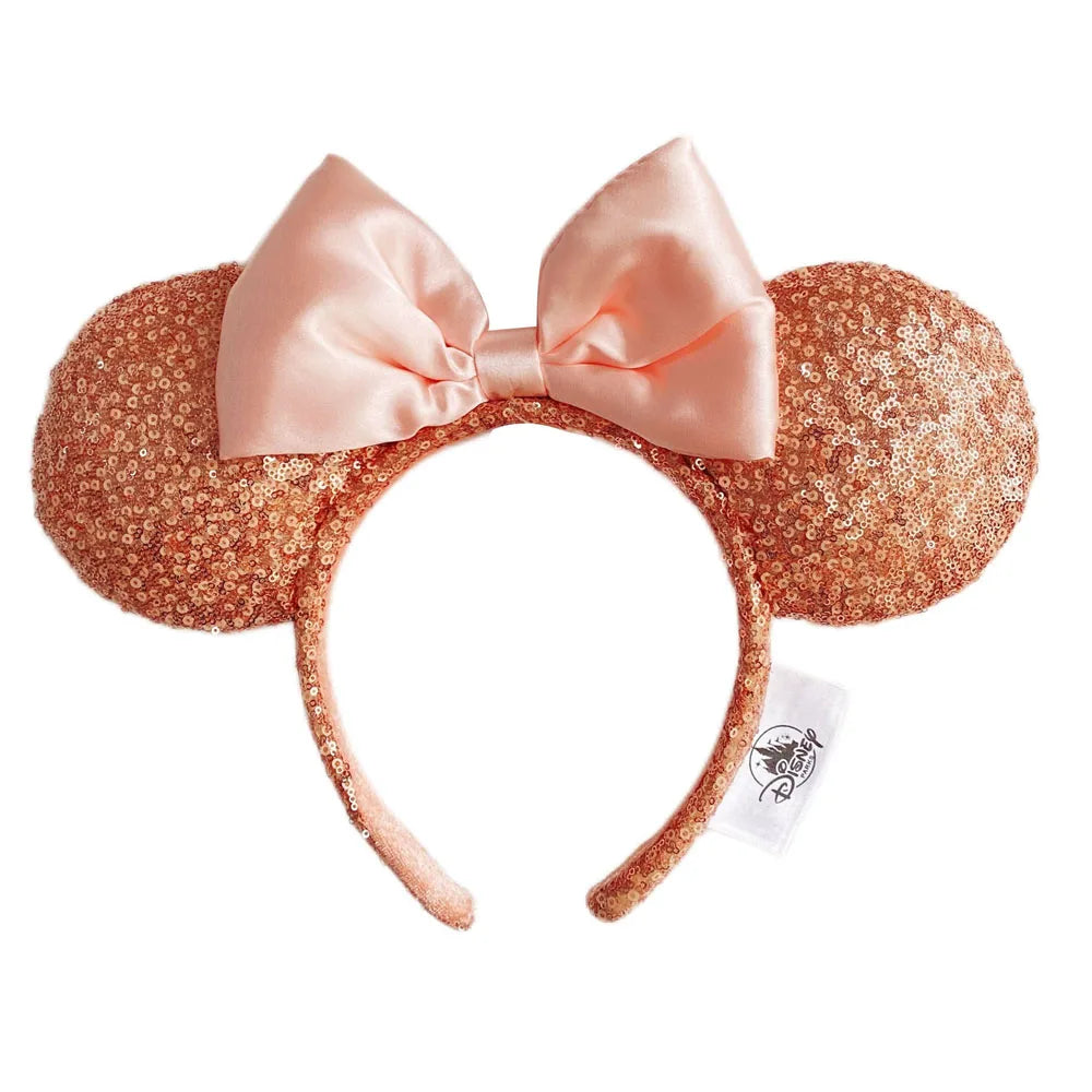 2025 Disney Mickey Mouse Ear Headband Amusement Park Hair Hoop Fish scale sequin mesh Party Headwear Girl Toy Birthday