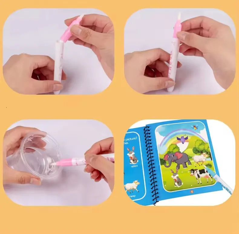 Magical Book Water Drawing Montessori Toys Reusable Coloring Book Magic Water Drawing Book Sensory Early Education for Children