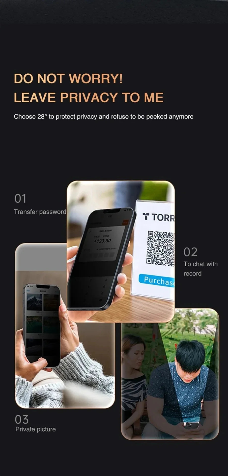 1-4Pcs Anti-spy Tempered For IPhone 15 14 13 12 11Pro Full Cover Privacy Screen Protector For IPhone X XS Max XR Glass