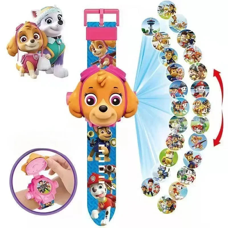 Paw Patrols 3D Projection Digital Watch Dog Marshall Rubble Skye Chase Kid Gift for Boys and Girls Anime Action Model Kids Toys