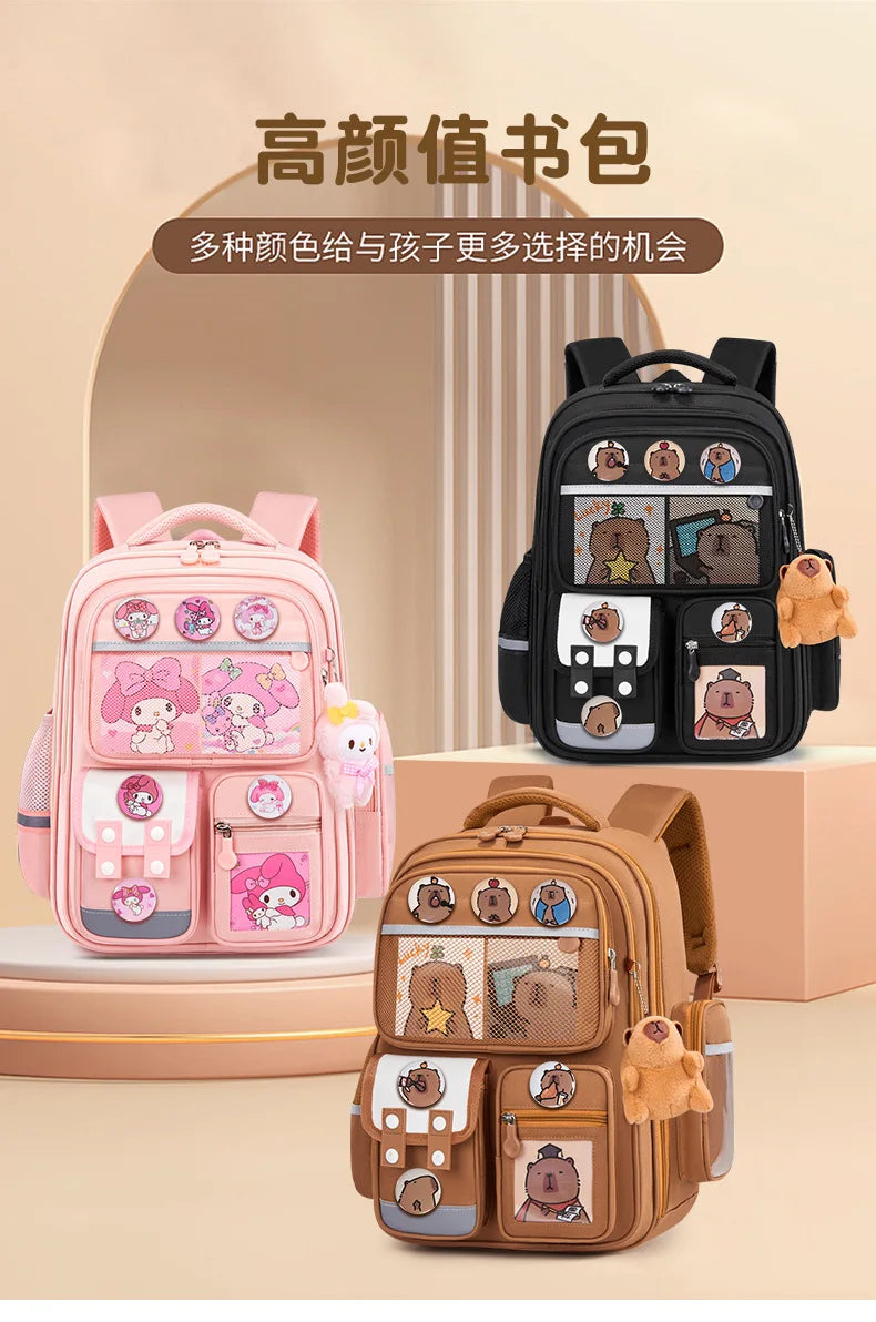 Capybara Children School Bags For Boys Girls Kids backpack Primary Orthopedic School Backpack Waterproof Schoolbag Book Bag