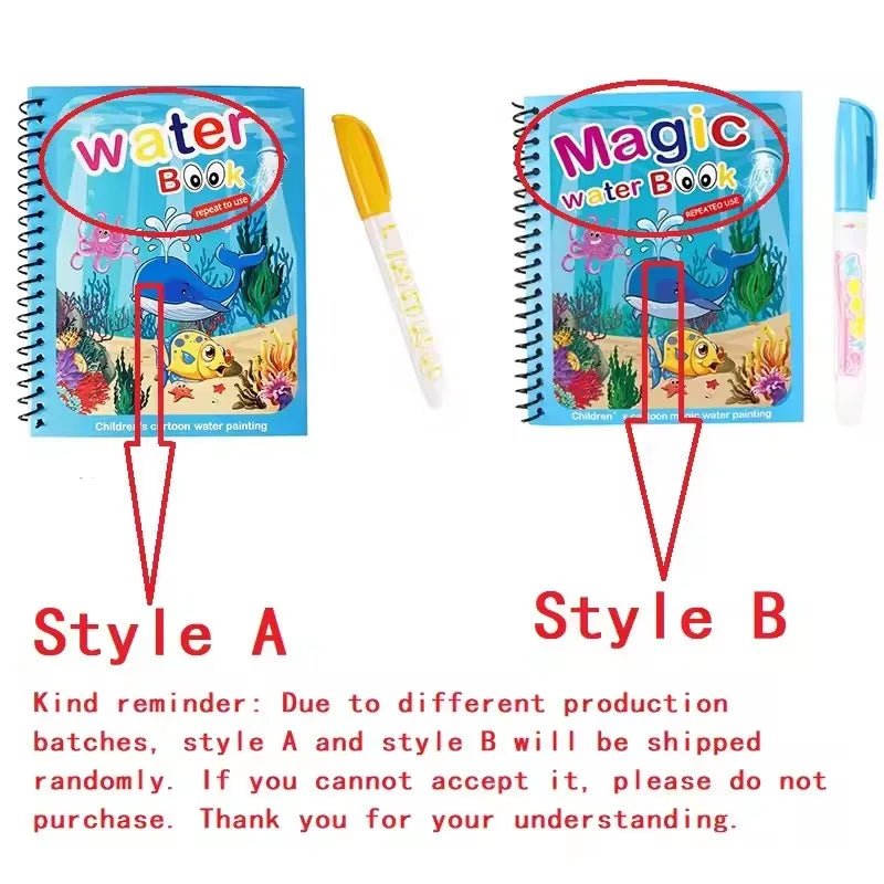 Magical Book Water Drawing Montessori Toys Reusable Coloring Book Magic Water Drawing Book Sensory Early Education for Children