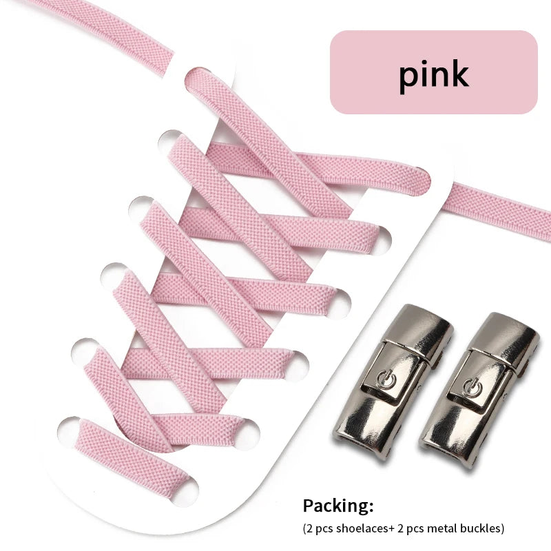 1Pair No Tie Shoe laces Press Lock Shoelaces without ties Elastic Laces Sneaker Kids Adult 8MM Widened Flat Shoelace for Shoes