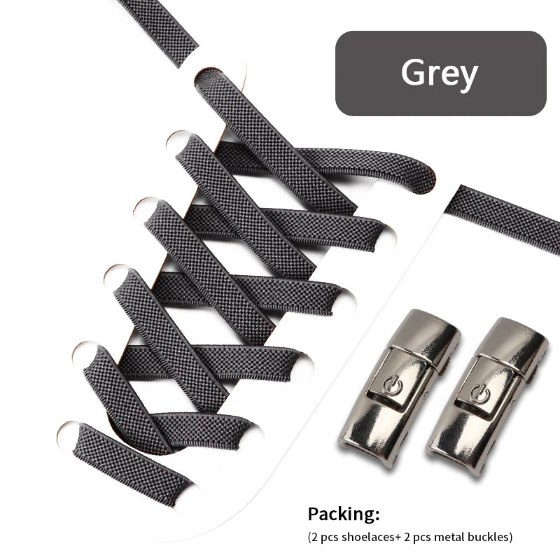 1Pair No Tie Shoe laces Press Lock Shoelaces without ties Elastic Laces Sneaker Kids Adult 8MM Widened Flat Shoelace for Shoes