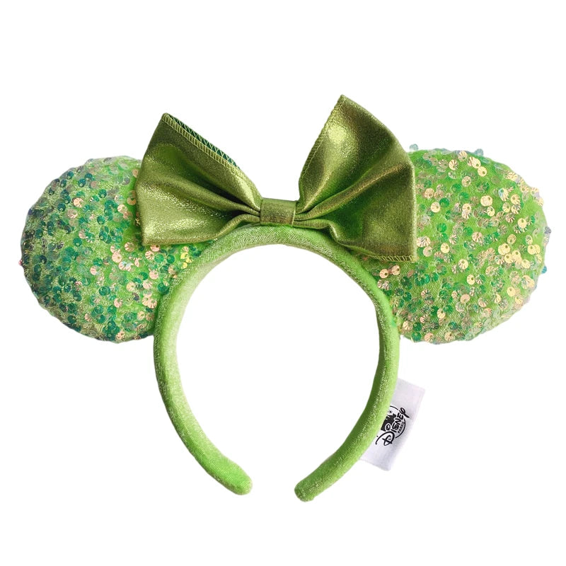 2025 Disney Mickey Mouse Ear Headband Amusement Park Hair Hoop Fish scale sequin mesh Party Headwear Girl Toy Birthday