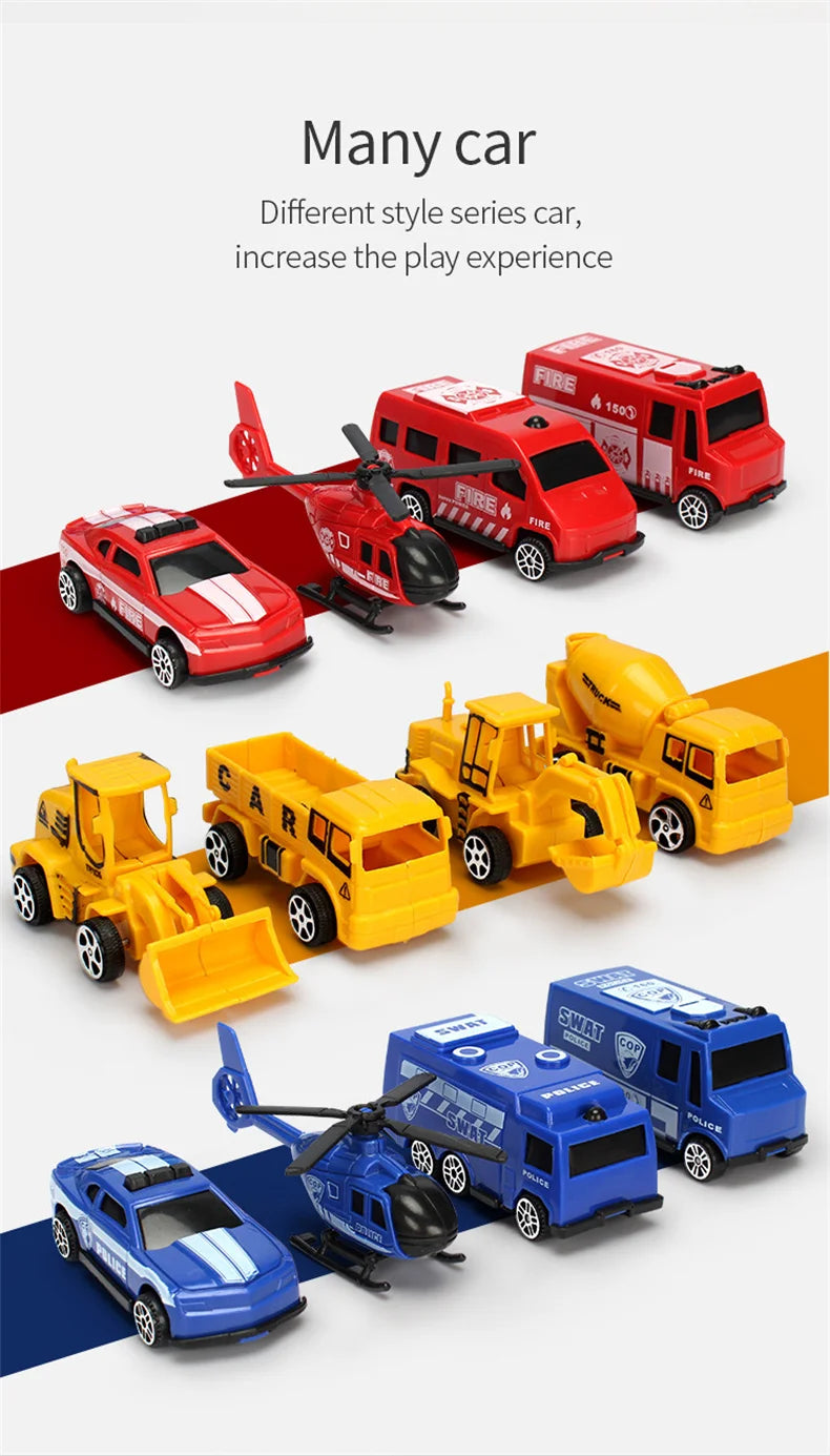 Children's Track Parking Lot Fire Truck Police Engineering Vehicle Dinosaur Car Toys Multi-Storey Car Parking Building For boys