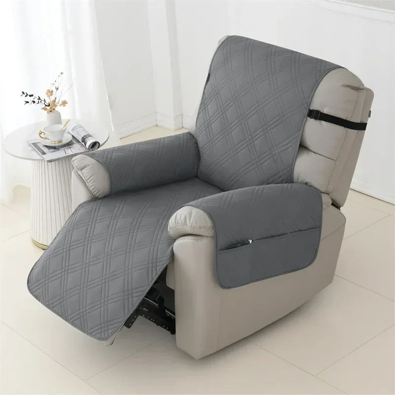 1seater Waterproof Recliner Cover Solid Color Quilted Armchair Slipcover Pet Kids Accent Couch Cushion Living Room Hotel Home