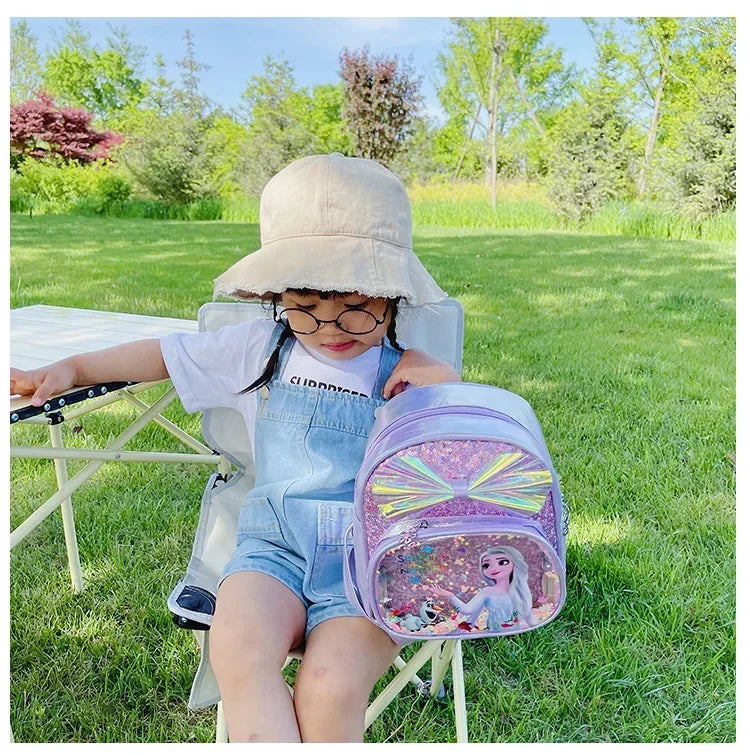 Disney Sequins Frozen Elsa Anna Backpack Fashion Glitter School Book Bag Girls Kawaii PU Leather Travel Backpack Christmas Gifts