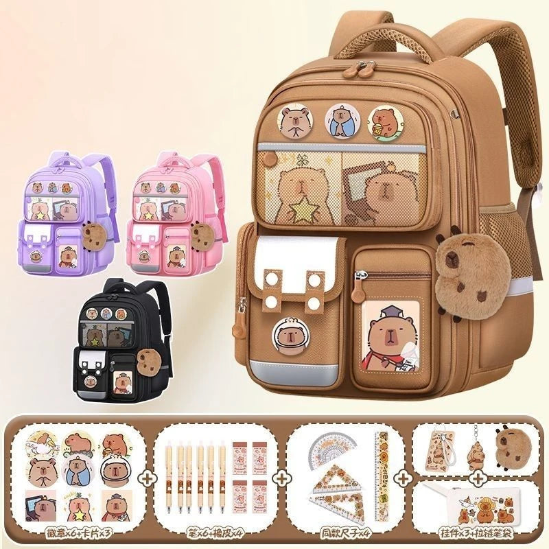 Capybara Children School Bags For Boys Girls Kids backpack Primary Orthopedic School Backpack Waterproof Schoolbag Book Bag