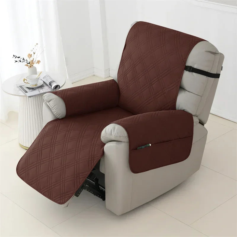 1seater Waterproof Recliner Cover Solid Color Quilted Armchair Slipcover Pet Kids Accent Couch Cushion Living Room Hotel Home
