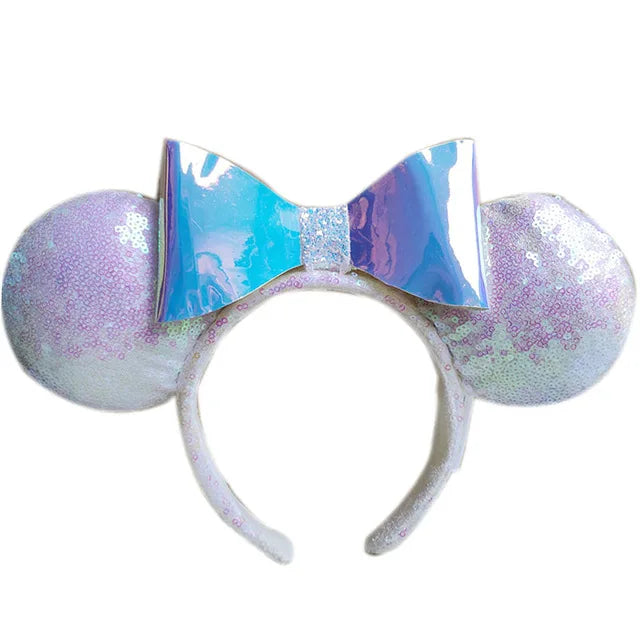 2025 Disney Mickey Mouse Ear Headband Amusement Park Hair Hoop Fish scale sequin mesh Party Headwear Girl Toy Birthday
