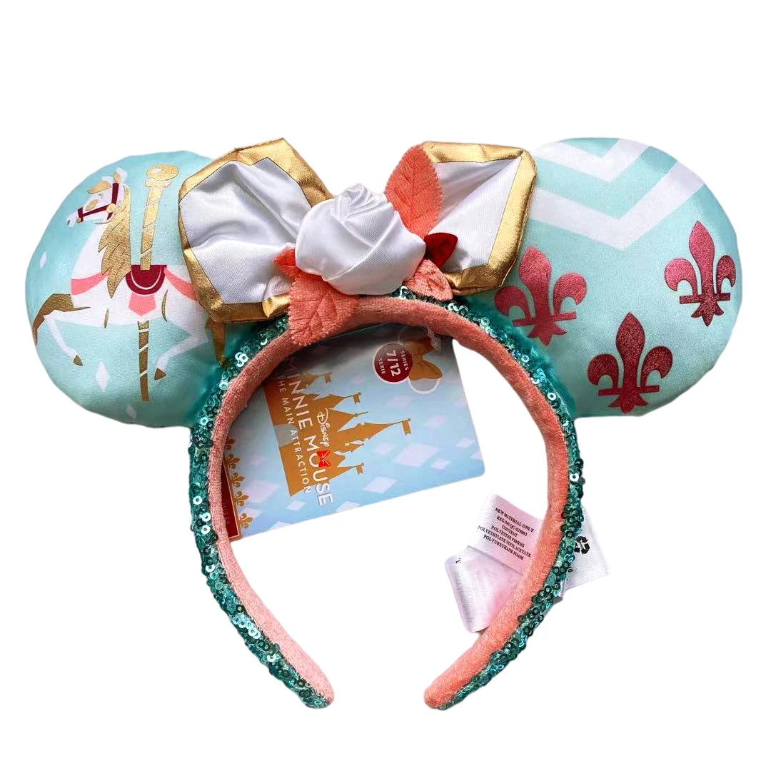 2025 Disney Mickey Mouse Ear Headband Amusement Park Hair Hoop Fish scale sequin mesh Party Headwear Girl Toy Birthday