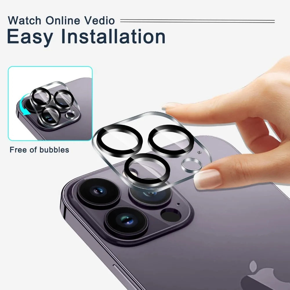 4Pcs Full Cover Protective Glass For iPhone 11 12 13 14 15 Pro Max Camera Protector For iPhone 13 14 Mini Ultra Not Affect Night