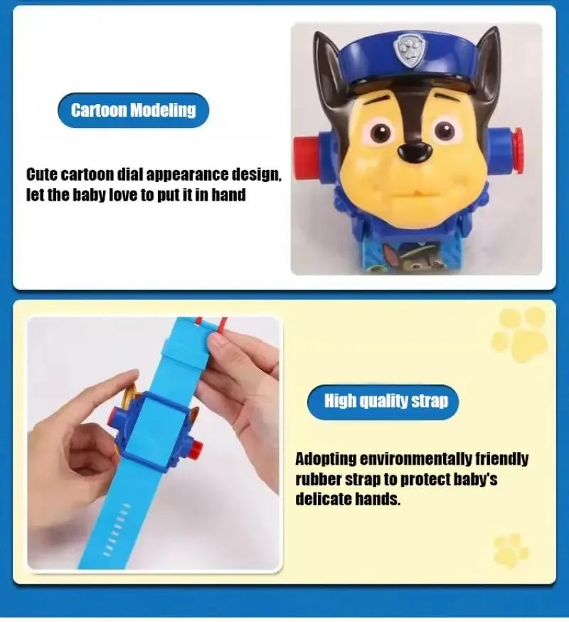 Paw Patrols 3D Projection Digital Watch Dog Marshall Rubble Skye Chase Kid Gift for Boys and Girls Anime Action Model Kids Toys