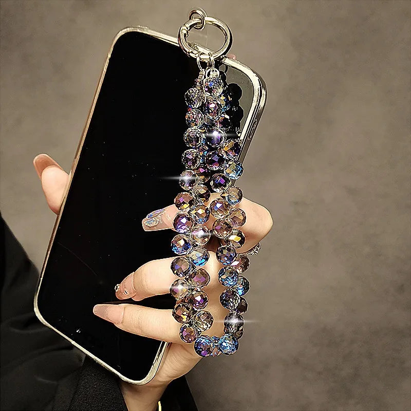 Multicolor Crystal Beads phone Lanyard Bling Hand Chain Keychain Accessory Elegant Women's Bag Pendant