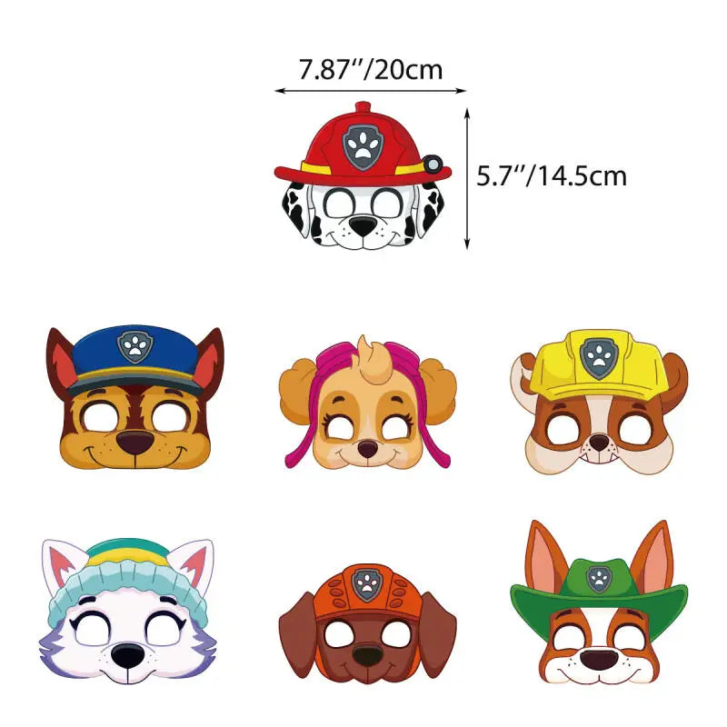 12Pcs Paw Patrol Birthday Party Masks Toy Puppy Patrol Kids Costume Masks Patrulla Canina Figure Mask Kids Cosplay Party