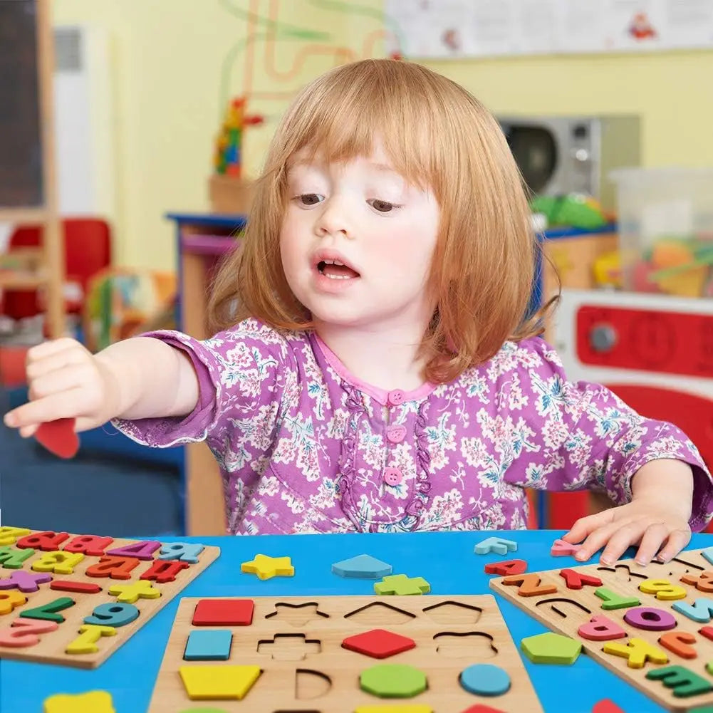 Wooden Puzzles Toys for Kids 3 Year Alphabet Numbers Children Montessori Educational Learning Toys abc Letters Preschool Gift