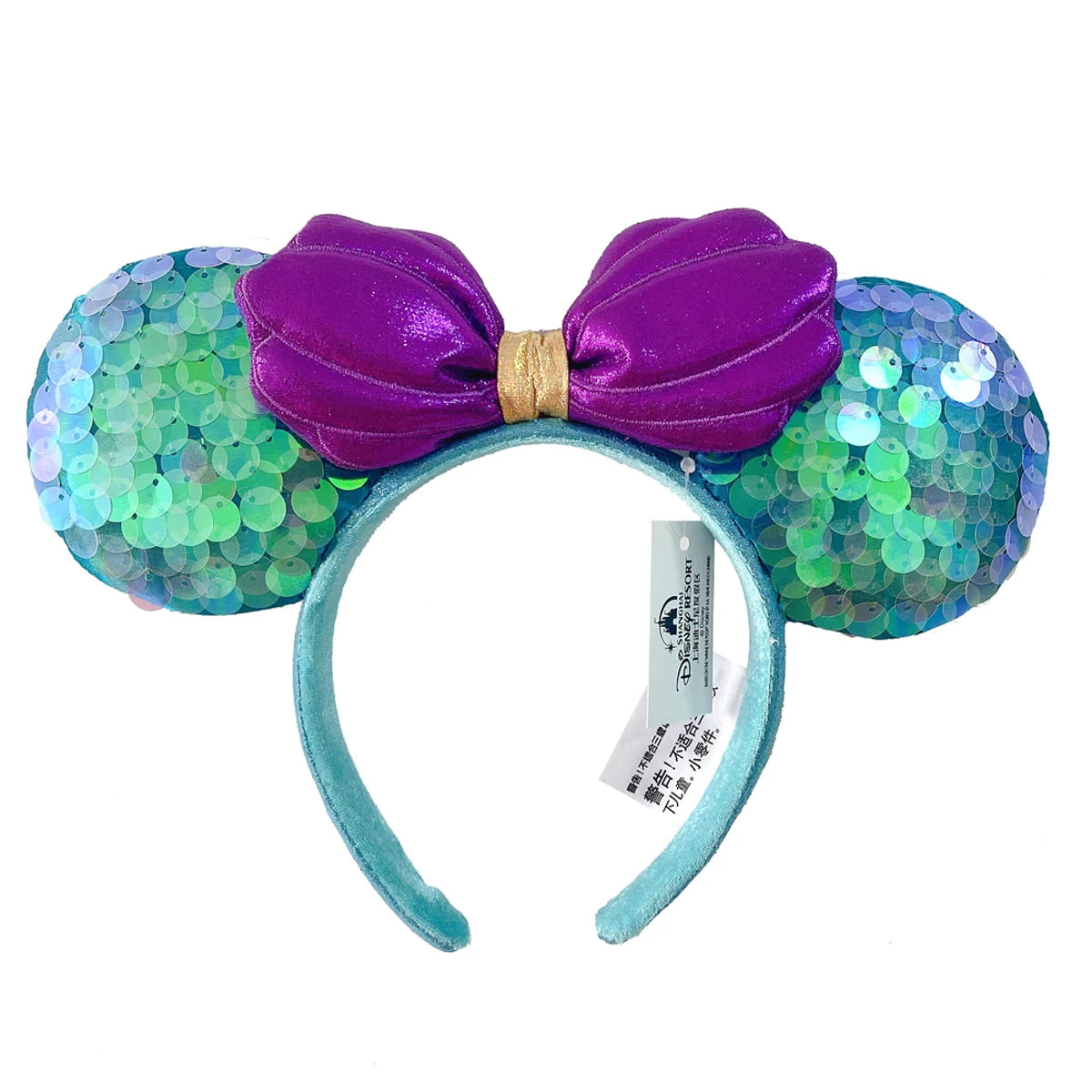 2025 Disney Mickey Mouse Ear Headband Amusement Park Hair Hoop Fish scale sequin mesh Party Headwear Girl Toy Birthday