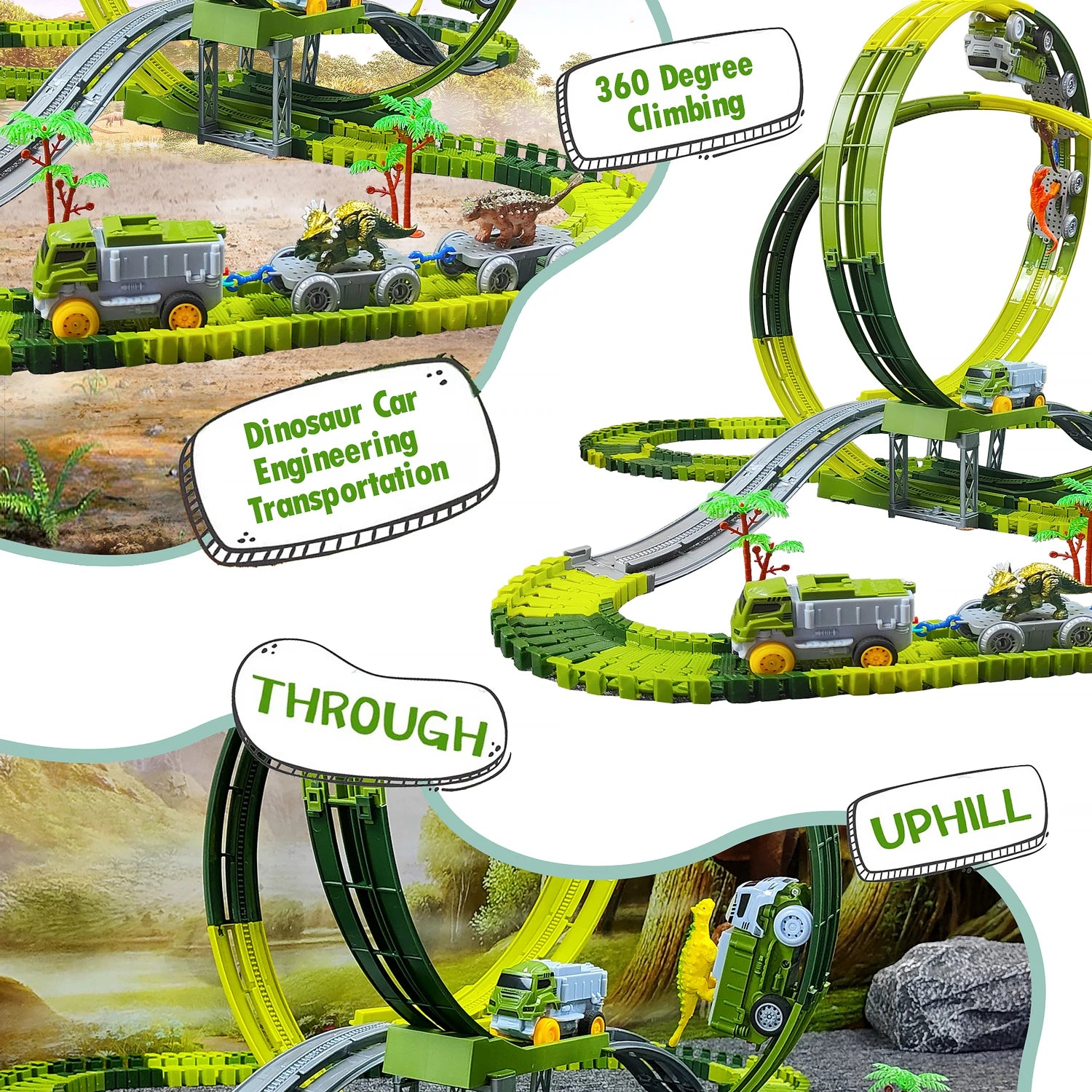 Children Electric Track Toy Car Engineering Minin Car Set Kids Puzzle Boy Toys Track Car Anti-gravity Track Train Gift for Kid