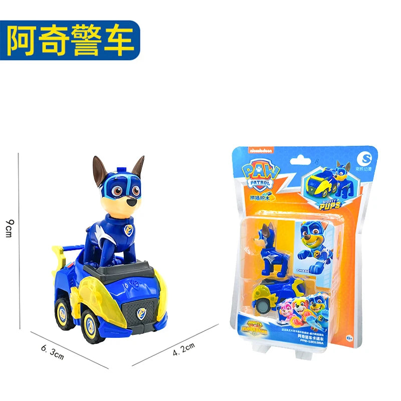 Genuine Paw Patrol Vehicle Chase Skye Marshall Pull Back Cars Playset Building Blocks Ryder Figure Children Toys Birthday Gifts
