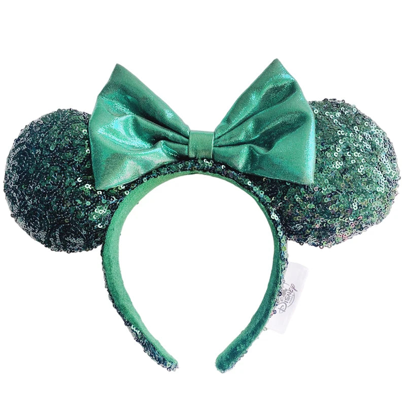 2025 Disney Mickey Mouse Ear Headband Amusement Park Hair Hoop Fish scale sequin mesh Party Headwear Girl Toy Birthday